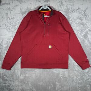 Carhartt Men’s Red Quarter-Zip Sweatshirt Hoodie